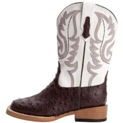 Roper Kid's Brown Ostrich Print Cowboy Boots -Root Walk Shoes Store 09 18 1900 0049 3