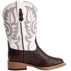 Roper Kid's Brown Ostrich Print Cowboy Boots -Root Walk Shoes Store 09 18 1900 0049 5
