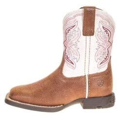 Ariat Childrens Tan And Pearlized Double Kicker Adobe Cowboy Boot -Root Walk Shoes Store 10036850 2