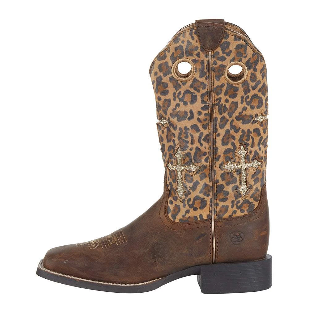 Ariat Women's Round Up Tan/Sparkle 11in. Leopard Cowgirl Boot 5 Ariat Women's Round Up Tan/Sparkle 11in. Leopard Cowgirl Boot - Image 3