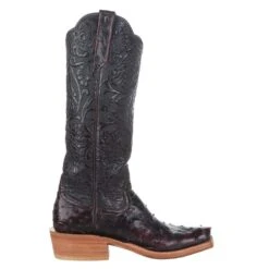 Rios Of Mercedes Women's Ride Ready Black Cherry Full Quill Ostrich 15 In. Black Embossed Top Cowgirl Boot -Root Walk Shoes Store 108272 5