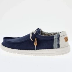 Heydude Men's Hey Dude Wally Linen Natural Navy 9 Heydude Men's Hey Dude Wally Linen Natural Navy -Root Walk Shoes Store 110792568 03