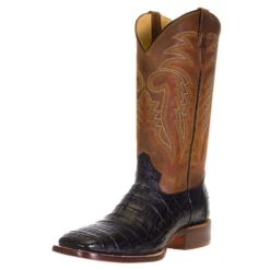 R Watson Boots Men's R Watson Black Caiman Tail 13in. Mad Dog Tan Top Boots
