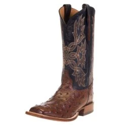 Tony Lama Men's Tony Lama Royston Kango Full Quill Ostrich 13in. Classic Black Top Cowboy Boots