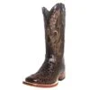 Women's Tanner Mark Imitation Hornback Croc Classic Brown With Marble Brown Top Cowgirl Boots