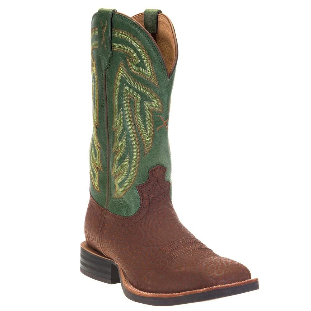 Men's Twisted X Rancher Adobe Brown 12in. Dark Green Top Square Toe Boot 3 Men's Twisted X Rancher Adobe Brown 12in. Dark Green Top Square Toe Boot