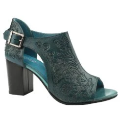 Roper Footwear Womens Mika Turq Floral Tooled Heel