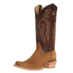 R Watson Boots Men's Tan Roughout 13in. Arizona Tan Cowhide Top Cutter Toe Cowboy Boots