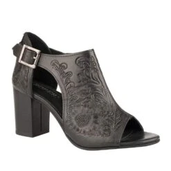 Roper Women's Black Floral Tooled Heel