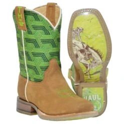 Tin Haul Footwear Youth Green Geo Bronc Cowboy Boot -Root Walk Shoes Store 1411901015007 2