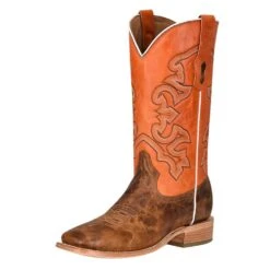 Corral Men's Distressed Cognac 13in. Orange Embroidered Top Square Toe Boot