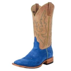 Horsepower Men's Top Hand Blue Suede 13in. Tan Top Cowboy Boot
