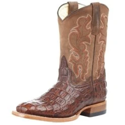 Horsepower Boots Kid's Chocolate Nile Print Cowboy Boots
