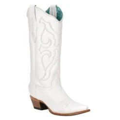 Corral Womens White Embroidery Snip Toe Western Boot
