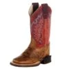 Old West Childrens Brown W/Red Shaft Square Toe Cowboy Boot -Root Walk Shoes Store 156800 default l