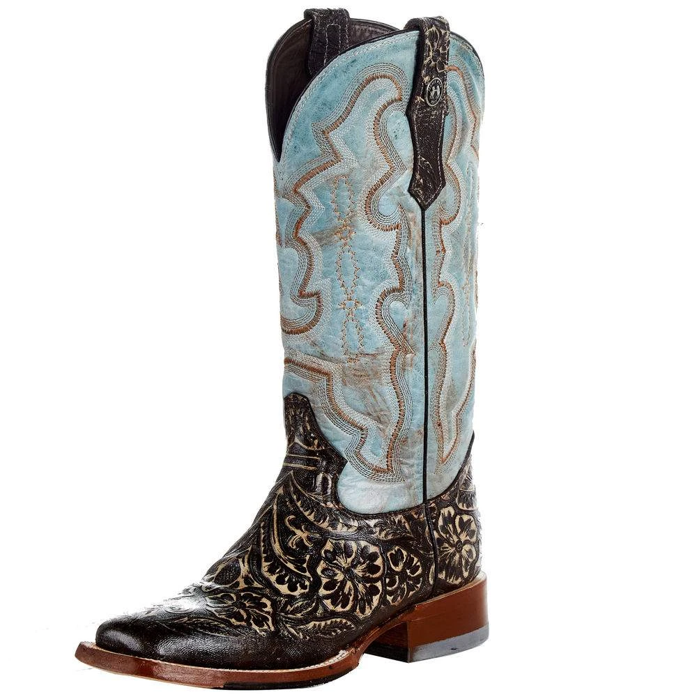 Tanner Mark Boots Women`s Tan Tooled Rustic Brown 13in. Boot 3 Tanner Mark Boots Women`s Tan Tooled Rustic Brown 13in. Boot