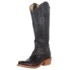 Rios Of Mercedes Women's Ride Ready Black Cherry Full Quill Ostrich 15 In. Black Embossed Top Cowgirl Boot