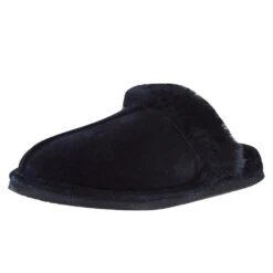 Minnetonka Women Black Sheepskin Slide