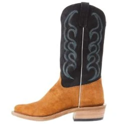 Olathe Boot Company Mens Ride Ready Burnt Orange Roughout 13in Black Suave Goat Top -Root Walk Shoes Store 257244 S 03