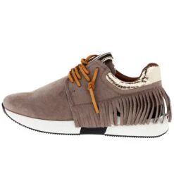 Shu Shop Ladies Taupe Suede Pepa Fringe Tennis Shoe -Root Walk Shoes Store 258 03