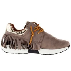 Shu Shop Ladies Taupe Suede Pepa Fringe Tennis Shoe -Root Walk Shoes Store 258 05