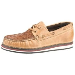 Roper Footwear Women's Filly Polished Tan Leather Handtolled Shoe