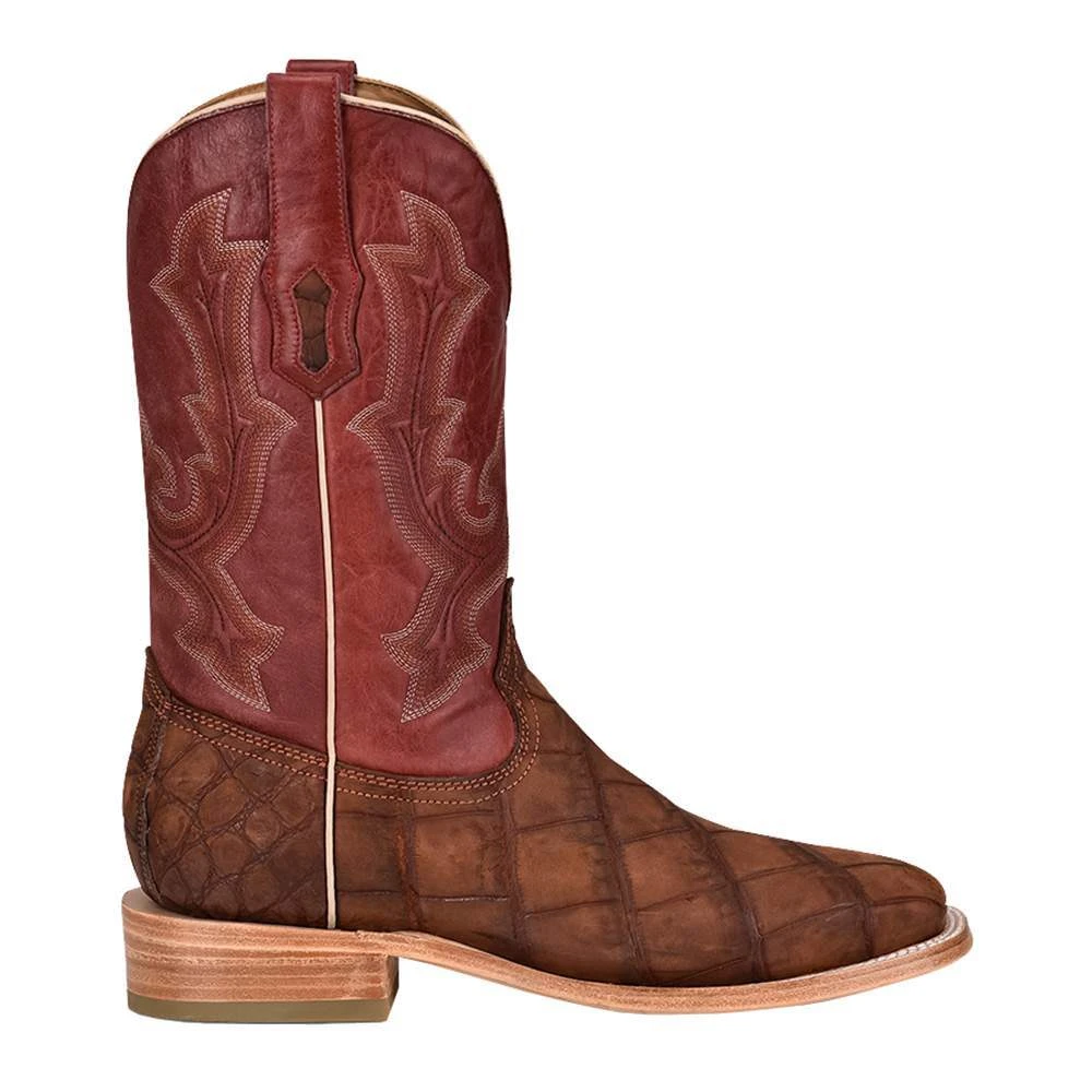 Corral Men's Cognac Sanded Alligator 12in. Red Embroidered Top Square Toe Boot 6 Corral Men's Cognac Sanded Alligator 12in. Red Embroidered Top Square Toe Boot - Image 4