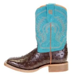 Anderson Bean Kids Chocolate Impostrich Turquoise Sinsation Top Cowboy Boots -Root Walk Shoes Store ABK7083 2