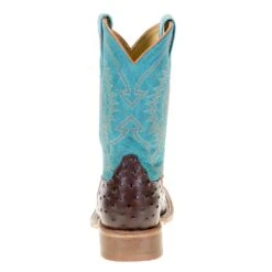 Anderson Bean Kids Chocolate Impostrich Turquoise Sinsation Top Cowboy Boots -Root Walk Shoes Store ABK7083 3