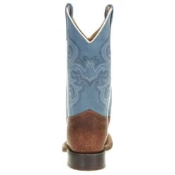 Old West Youth Brown Bull Hide Sky Blue Suede Shaft Cowboy Boot -Root Walk Shoes Store BCS1944 31