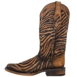 Corral Women`s Black & Brown Zebra Print 11in. Boot -Root Walk Shoes Store C3859 03