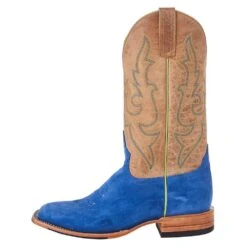 Horsepower Men's Top Hand Blue Suede 13in. Tan Top Cowboy Boot -Root Walk Shoes Store HP8044 2