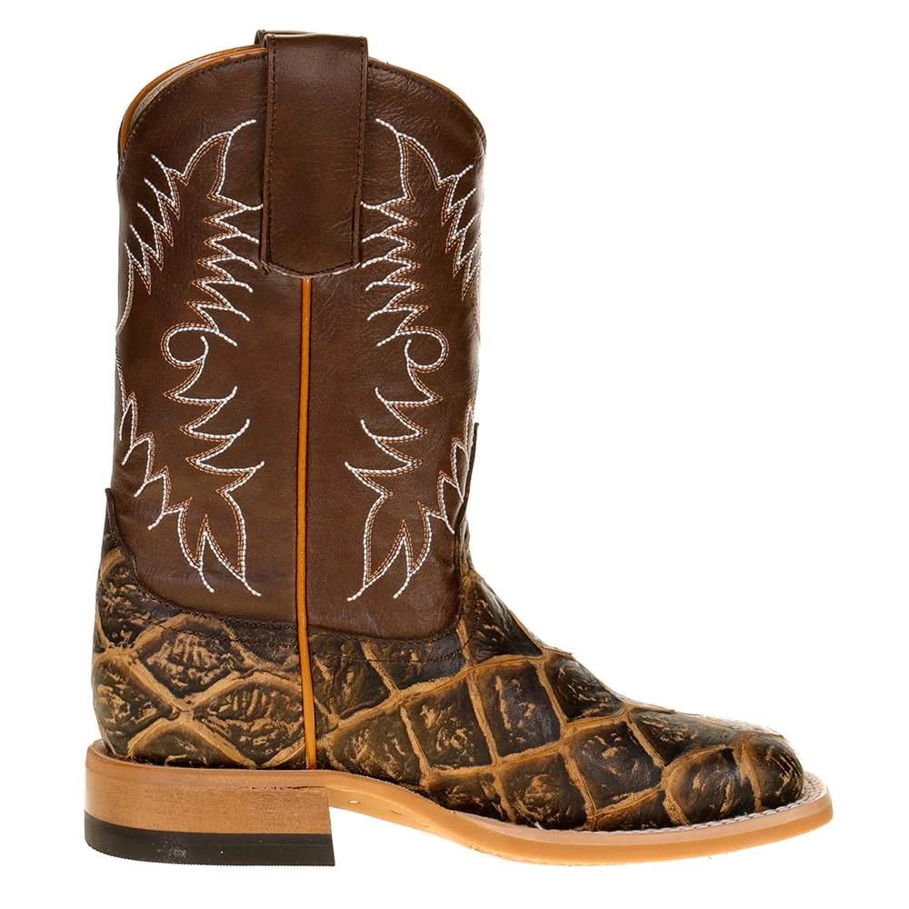 Horsepower Kids Horsepower Rusty Fish Print With Brown Top Cowboy Boots 7 Horsepower Kids Horsepower Rusty Fish Print With Brown Top Cowboy Boots - Image 5