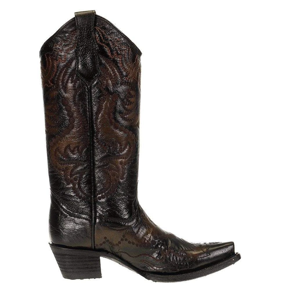 Women's Black And Tan Embroidered Boot 7 Women's Black And Tan Embroidered Boot - Image 5