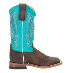 Macie Bean Boots Kids Brown Foot Blue Top Oxbow Sole Cowgirl Boot -Root Walk Shoes Store MK9147 4