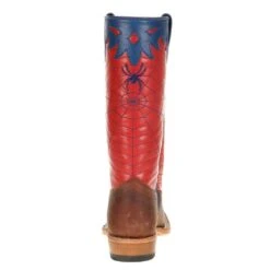Olathe Boot Company Kid's Red & Blue Spider Web Cowboy Boots -Root Walk Shoes Store OK42 3