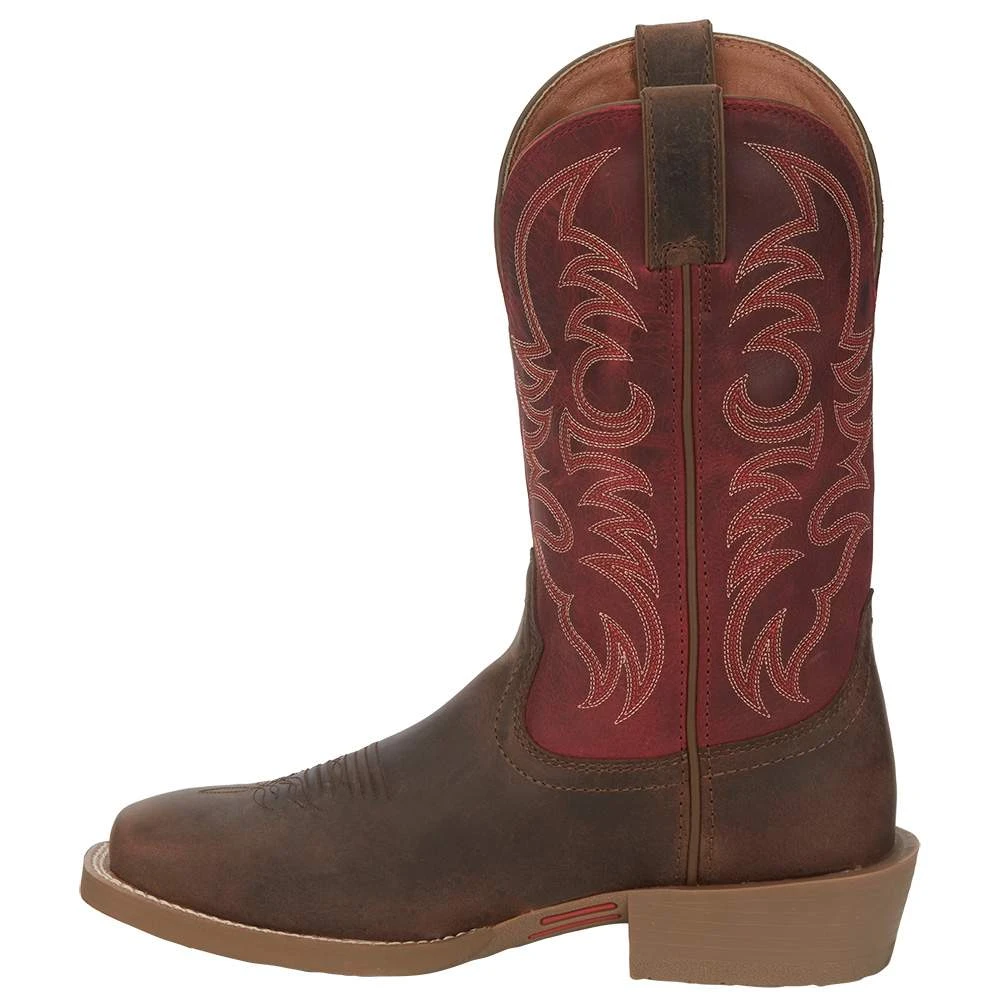Justin Boots Men`s Syrup Brown Water Buffalo 12 In Chili Pepper Red Top Cowboy Boot 5 Justin Boots Men`s Syrup Brown Water Buffalo 12 In Chili Pepper Red Top Cowboy Boot - Image 3