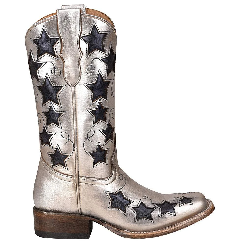 Corral Kids Corral Boot Silvery And Navy Blue Stars Square Toe Cowgirl Boot 4 Corral Kids Corral Boot Silvery And Navy Blue Stars Square Toe Cowgirl Boot - Image 2