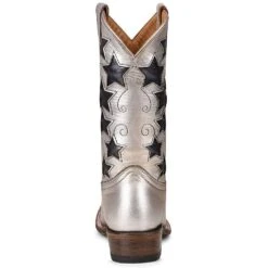 Corral Kids Corral Boot Silvery And Navy Blue Stars Square Toe Cowgirl Boot 9 Corral Kids Corral Boot Silvery And Navy Blue Stars Square Toe Cowgirl Boot -Root Walk Shoes Store T0128 4