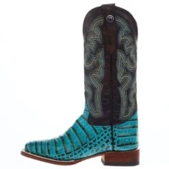 Tanner Mark Boots Womens Caiman Belly Print 13 In Turquoise/Tobacco Top Cowgirl Boot -Root Walk Shoes Store TML207070 03