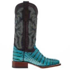 Tanner Mark Boots Womens Caiman Belly Print 13 In Turquoise/Tobacco Top Cowgirl Boot -Root Walk Shoes Store TML207070 05