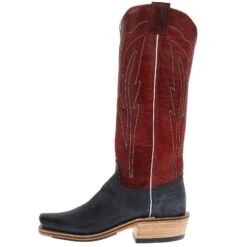 Olathe Boot Company Men`s Black Wyoming Reverse 16in Deep Red Navajo Bison Dog Top Cutter Toe Boot 9 Olathe Boot Company Men`s Black Wyoming Reverse 16in Deep Red Navajo Bison Dog Top Cutter Toe Boot -Root Walk Shoes Store TT14 03