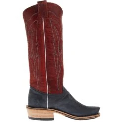 Olathe Boot Company Men`s Black Wyoming Reverse 16in Deep Red Navajo Bison Dog Top Cutter Toe Boot 11 Olathe Boot Company Men`s Black Wyoming Reverse 16in Deep Red Navajo Bison Dog Top Cutter Toe Boot -Root Walk Shoes Store TT14 05